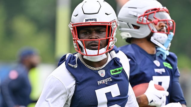 Jun 9, 2025; Foxborough, MA, USA; New England Patriots safety Jabrill Peppers (5) works out at minicamp at Gillette Stadium. Mandatory Credit: Eric Canha-Imagn Images