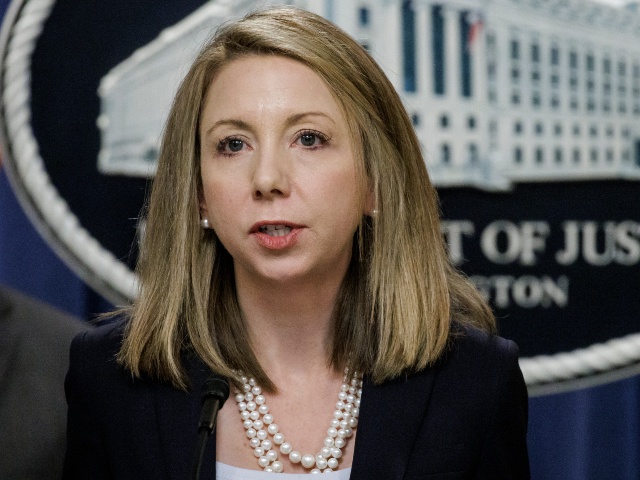 U.S. Attorney for the Eastern District of Virginia Jessica Aber speaks during a press conference at the U.S. Department of Justice on December 6, 2023 in Washington, DC. The Department of Justice announced today that four Russian military personnel have been indicted for war crimes committed against a U.S. national living in Ukraine, the first of such charges ever to be brought under the U.S. war crimes statute. (Samuel Corum/Getty)