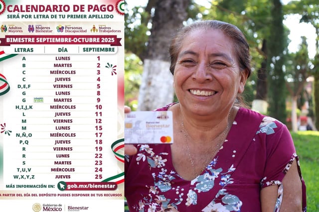 La secretaria de Bienestar, Ariadna Montiel Reyes, compartió el calendario oficial de pagos de la Pensión del Bienestar, del bimestre septiembre- octubre