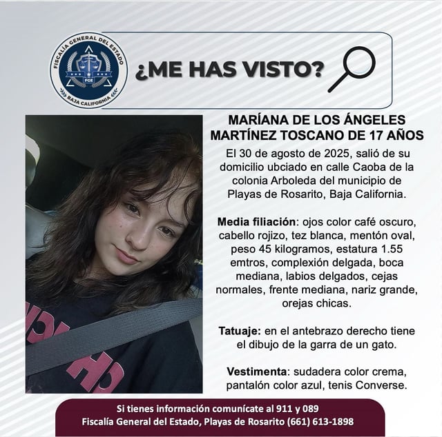 Fue vista por última vez el 30 de agosto de 2025.