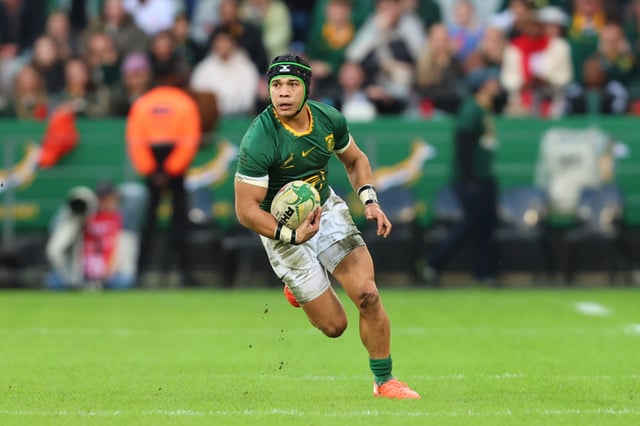 CAPE TOWN, SOUTH AFRICA - AUGUST 23: Cheslin Kolbe of the Springboks  during the Castle Lager Rugby Championship match between South Africa and Australia at DHL Stadium on August 23, 2025 in Cape Town, South Africa. (Photo by Floris van Schouwenburg/Gallo Images)