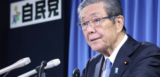 Le secrétaire général du Parti libéral-démocrate (PLD) Hiroshi Moriyamalors d'une conférence de presse à Tokyo au Japon le 2 septembre 2025.