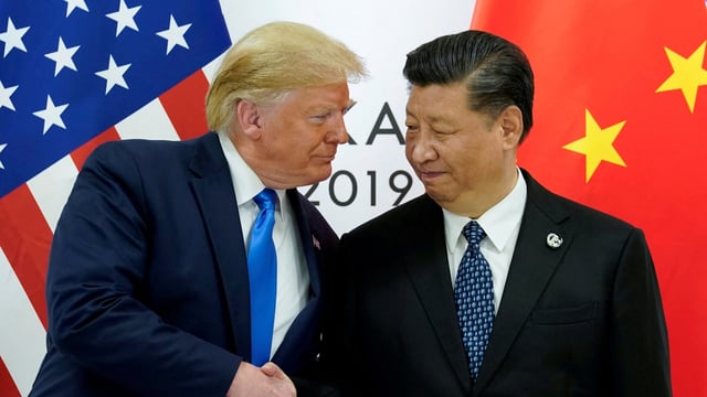 US President Donald Trump with China's President Xi Jinping at the G20 leaders summit in Osaka, Japan, June 29, 2019.