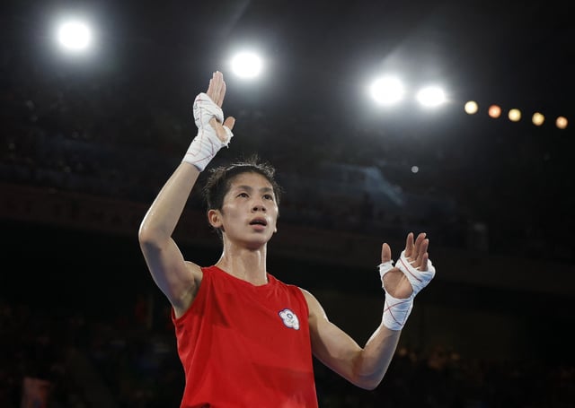 Paris 2024 Olympics - Boxing - Women's 57kg - Final - Roland-Garros Stadium, Paris, France - August 10, 2024. Yu Ting Lin of Taiwan celebrates winning against Julia Szeremeta of Poland. REUTERS/Peter Cziborra/ File Photo