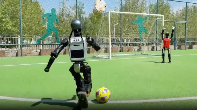 Humanoids played a variety of games at the world's first International Humanoid Olympiad