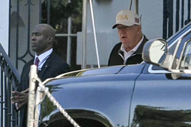 President Donald Trump exits the White House and walks to his motorcade, en route to the Trump National Golf Club on September 1, 2025, in Washington, DC.