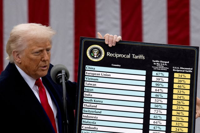 President Donald Trump delivers remarks on tariffs in the Rose Garden at the White House in Washington, D.C., on April 2, 2025.