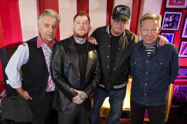 Glen Matlock, Frank Carter, Steve Jones and Paul Cook of the Sex Pistols. The band has canceled its 2025 North American tour after guitarist Jones broke his wrist.