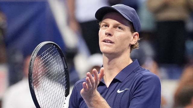 Sep 1, 2025; Flushing, NY, USA; Jannik Sinner (ITA) after beating Alexander Bublik (KAZ) (not pictured) on day nine of the 2025 U.S. Open tennis tournament at the USTA Billie Jean King National Tennis Center. Mandatory Credit: Robert Deutsch-Imagn Images