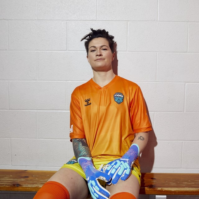 Canadian soccer player Erin McLeod who plays as a goalkeeper for Halifax Tides FC of the Northern Super League during the NSL media day in Vaughan on February 27 2025. Christie Vuong/The Globe and Mail