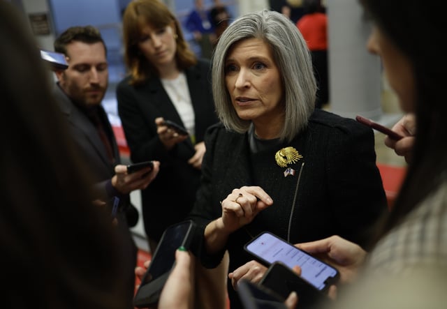 Senator Joni Ernst speaks to reporters in Washington, D.C. on November 19, 2024.