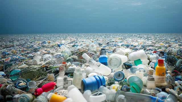 Devastating shot of plastic waste in the ocean. Water Pollution.
