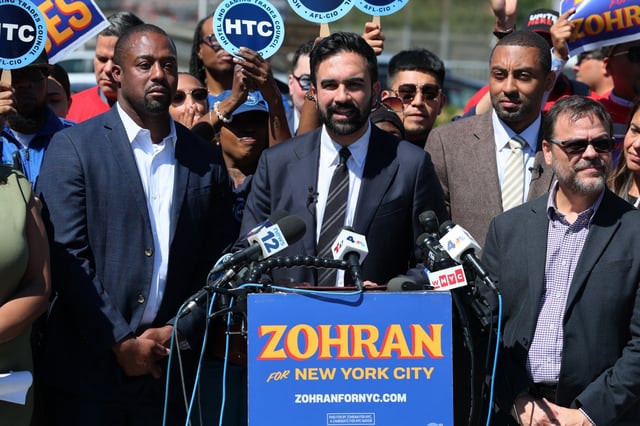 New York City Mayoral Candidate Zohran Mamdani speaks during a rally at Lou Gehrig Plaza on Sept. 2, 2025 in the South Bronx. (Photo by Michael M. Santiago/Getty Images)