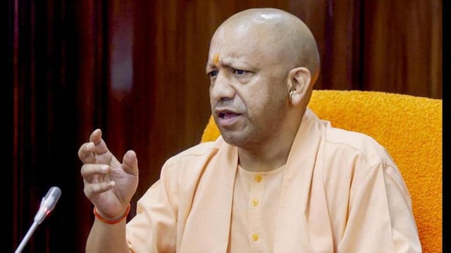 Chief minister Yogi Adityanath chairs a cabinet meeting for the all-round development of the state, at Lok Bhavan in Lucknow. (@CMOfficeUP/X via PTI Photo)