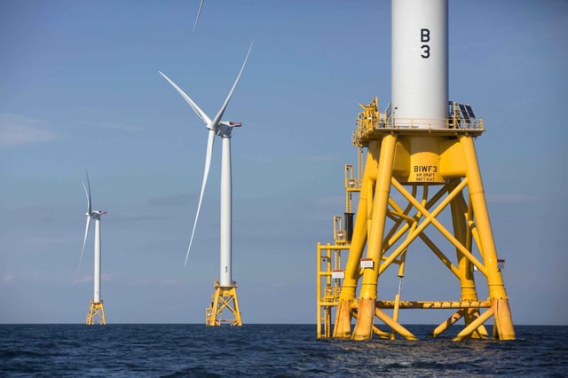This file photo shows offshore wind turbines. California officials are decrying the Trump administration’s move to pull $427M in federal funding from an offshore wind terminal in Northern California, calling it a blow to jobs and clean energy.