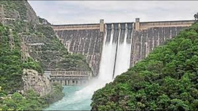 The inflows into the Bhakra stood at 1.07 lakh cusecs, while 56,000 cusecs of water is being released downstream through the dam’s turbines and spillway gates. (HT File)