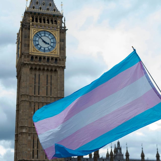 London: Eine Transgender-Flagge weht vor dem Big Ben.