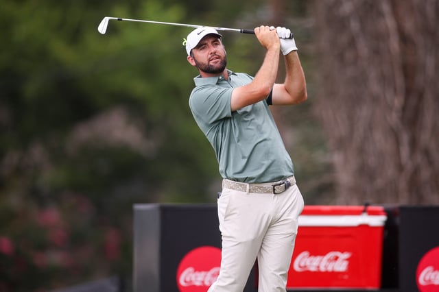Aug 24, 2025; Atlanta, Georgia, USA; Scottie Scheffler plays his shot from the second tee during the final round of the TOUR Championship golf tournament. Mandatory Credit: Brett Davis-Imagn Images/ File Photo