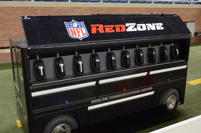 A detailed view of an NFL Red Zone telephone communications cart before the game between the Indianapolis Colts and the Detroit Lions at Ford Field on December 2, 2012 in Detroit, Michigan.