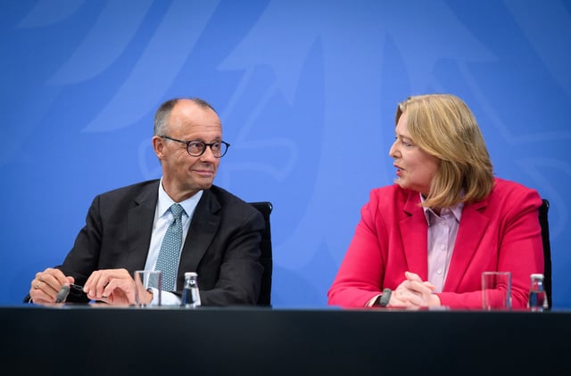 Merz und Bas während ihrer Pressekonferenz