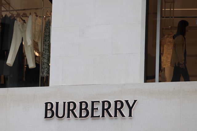 A Burberry logo displayed outside its store on New Bond Street in London, Britain, July 15, 2024. REUTERS/Hollie Adams/File Photo
