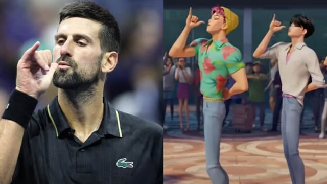 Novak Djokovic doing the Soda Pop dance 