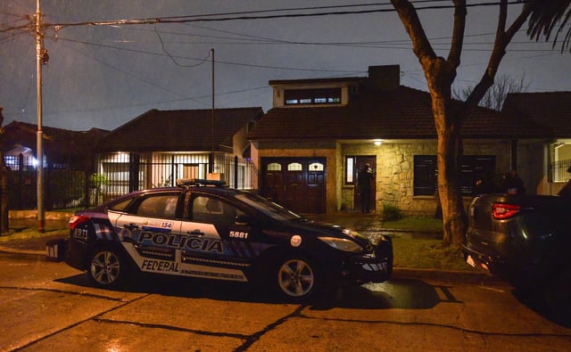 An Argentine Federal Police car is parked outside a house where an Argentine federal court ordered a raid to search for a portrait of Contessa Colleonia, a 17th-century painting by Italian artist Giuseppe Ghislandi, stolen decades ago by the Nazis, after the painting was recently spotted in a real estate listing, in the coastal city of Mar del Plata, Argentina, September 1, 2025. REUTERS/Pilar Subirat