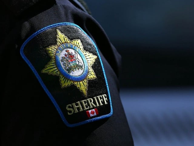 An Alberta Sheriff shoulder patch in Calgary on March 23, 2023.