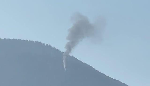 The site of a BC Wildfire Service helicopter crash near Pemberton on Sept. 3, 2025.