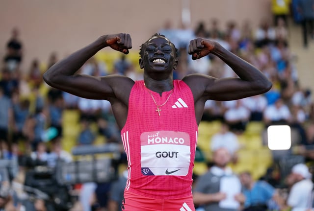 Athletics - Diamond League - Monaco - Stade Louis II, Monaco - July 11, 2025 Australia's Gout Gout celebrates after winning the Men's U23 200m final REUTERS/Aleksandra Szmigiel/File Photo