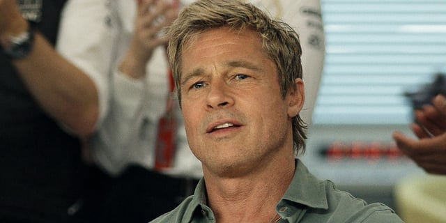 Brad Pitt in a still from Joseph Kosinski's F1. 