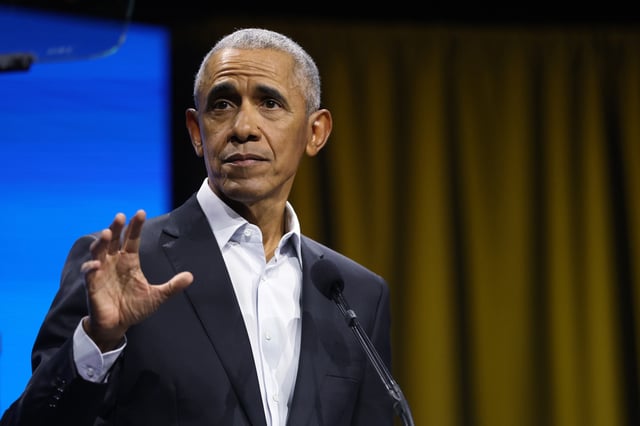 Former President Barack Obama speaks during a forum in New York City on November 17, 2022.