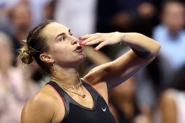 Tennis - U.S. Open - Flushing Meadows, New York, United States - September 4, 2025 Belarus' Aryna Sabalenka celebrates winning her semi final match against Jessica Pegula of the U.S. REUTERS/Kevin Lamarque
