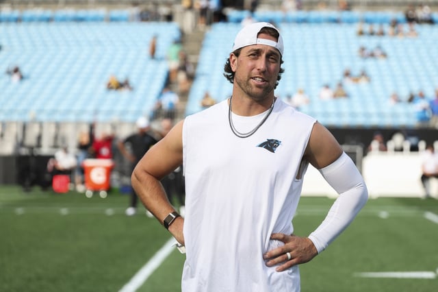 Adam Thielen #19 of the Carolina Panthers warms up prior to a NFL Preseason 2025 game against the Pittsburgh Steelers at Bank of America Stadium on August 21, 2025 in Charlotte, North Carolina.