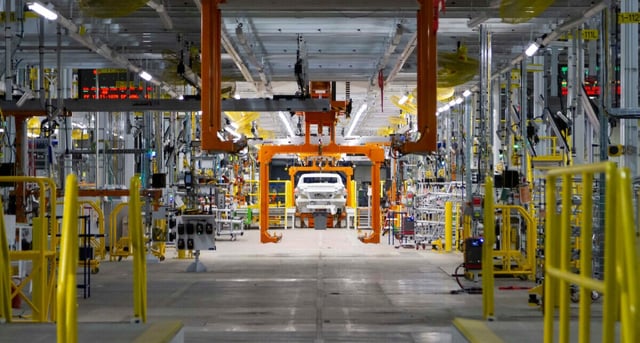 Renovations and new construction continue at General Motors Factory ZERO Friday, July 2, 2021, in Detroit, Michigan. GM is investing $2.2 billion to convert the former Detroit-Hamtramck Assembly plant into its first fully dedicated electric vehicle assembly facility. (Photo by Jeffrey Sauger for General Motors)