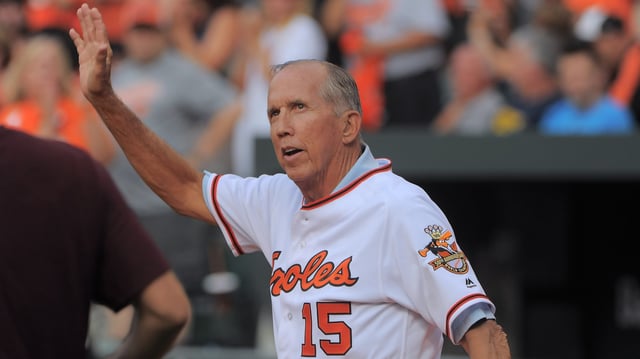 Former Orioles manager Davey Johnson, walking onto the field at Camden Yards during a pregame ceremony commemorating the 50th anniversary of the 1966 World Series championship team, is among eight candidates on the Contemporary Baseball Era Committee's Manager/Executive/Umpires ballot for the National Baseball Hall of Fame.