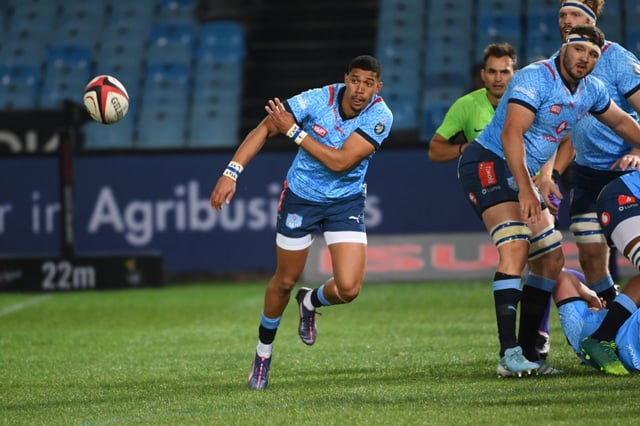 PRETORIA, SOUTH AFRICA - AUGUST 23: Keagan Johannes of the Bulls during the Carling Currie Cup, Premier Division match between Vodacom Bulls and Suzuki Griquas at Loftus Versfeld on August 23, 2024 in Pretoria, South Africa. (Photo by Lee Warren/Gallo Images)