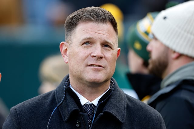 General Manager Brian Gutekunst of the Green Bay Packers looks on before the game between the Green Bay Packers and Chicago Bears at Lambeau Field on January 07, 2024 in Green Bay, Wisconsin.