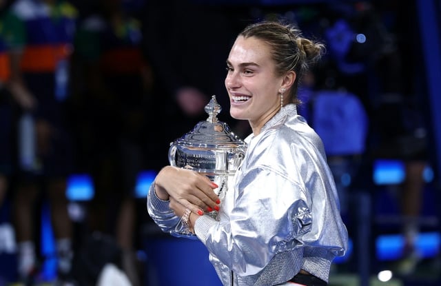 Aryna Sabalenka après sa victoire en finale de l'US Open, le 6 septembre 2025 à New York.