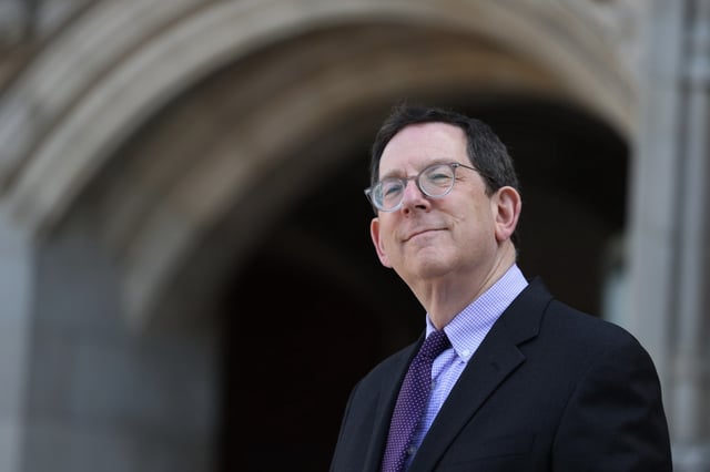 President Michael Schill speaks to Northwestern University incoming students and families on  Sept. 12, 2023, in  Evanston. (Stacey Wescott/Chicago Tribune)
