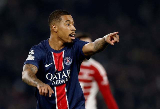 Soccer Football - Champions League - Knockout Phase Playoff - Second Leg - Paris St Germain v Brest - Parc des Princes, Paris, France - February 19, 2025 Paris St Germain's Presnel Kimpembe reacts REUTERS/Christian Hartmann/File Photo