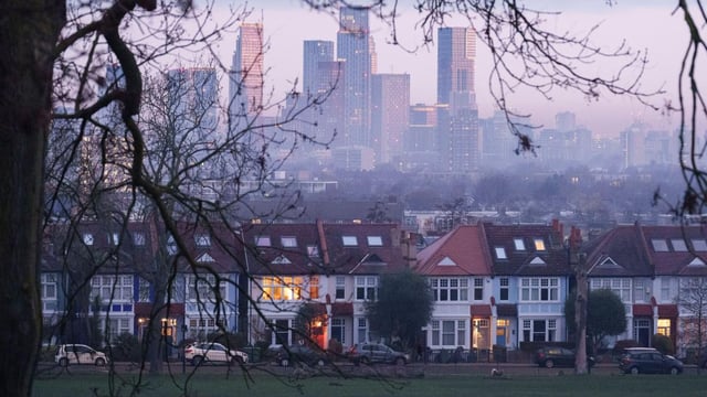 The Nine Elms development in southwest London looms over terraces