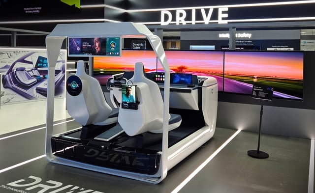 This image provided by Samsung Display Co. on Sept. 8, 2025, shows its new digital cockpit, which will be showcased at the IAA Mobility 2025 this week. (PHOTO NOT FOR SALE) (Yonhap)
