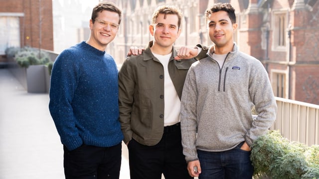 Richard Hollingsworth, co-founder and chief executive of Fyxer AI and his fellow founders, Archie, his brother, and Matthew Ffrench, right