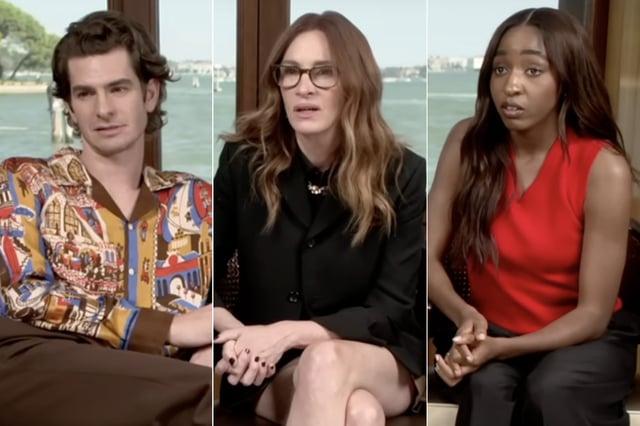 La incómoda reacción de Julia Roberts, Andrew Garfield y Ayo Edebiri durante una entrevista: “¿Podrías repetirlo?"