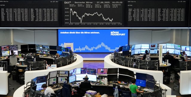 The German share price index DAX graph is pictured at the stock exchange in Frankfurt, Germany, August 27, 2025.   REUTERS/staff/File Photo