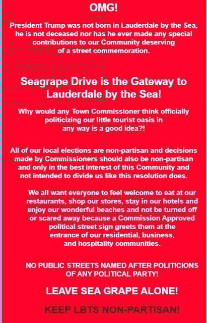 These flyers are being circulated throughout Lauderdale-By-The-Sea.