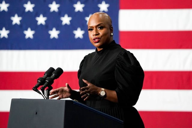 Rep. Ayanna Pressley, D-Mass., during a campaign rally in Boston on Nov. 2, 2022.