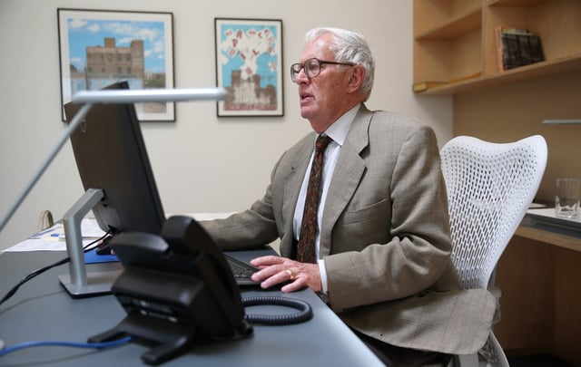 Northwestern University President Emeritus Henry Bienen, then-President of the Poetry Foundation, at his office on June 1, 2016. (Abel Uribe/Chicago Tribune)