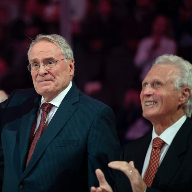 Ken Dryden is recognized during a pre-game ceremony to commemorate the 50th anniversary of Team Canada's victory in the 1972 Summit Series, prior to NHL preseason action between the Montreal Canadiens and the Toronto Maple Leafs in Toronto on Wednesday, September 28, 2022. THE CANADIAN PRESS/Nick Iwanyshyn